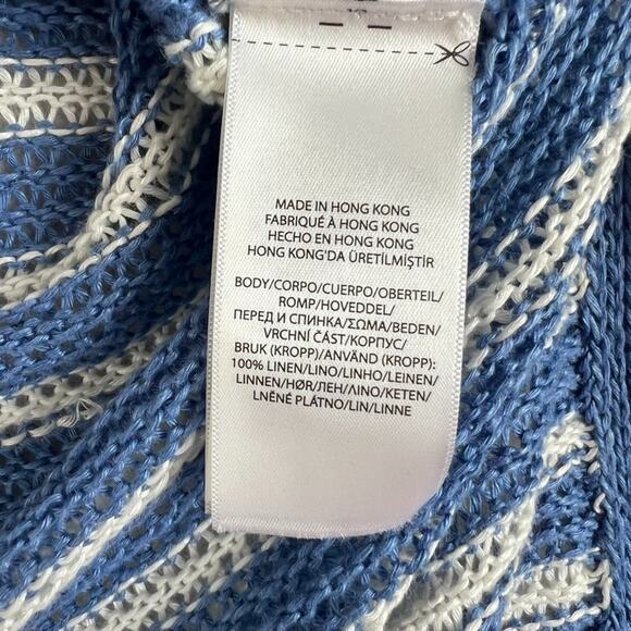 Polo Ralph Lauren Sweater Women's Large Linen Light Blue White Striped Open Knit - Picture 5 of 8